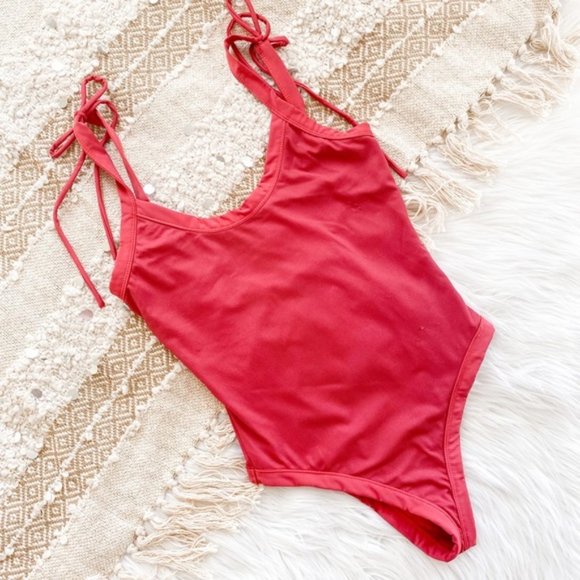 Tularosa Other - Tularosa Nobel Pink Tie Sleeve Ribbed Swimsuit